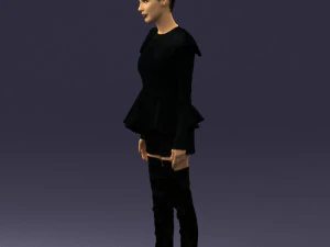 000559 Dark Fashion Woman in Black Outfit Stylish Female Character 3d print ready 3D Print Model