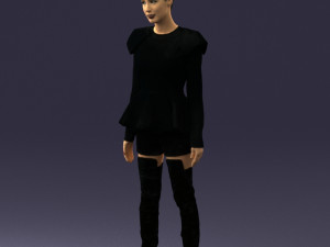 woman in black dress 0223 3d print ready Modello di stampa 3D