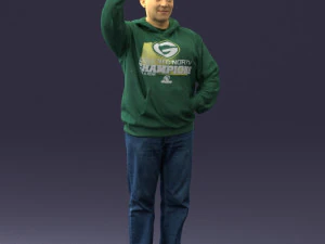 000571 Casual Man Waving Hand Friendly Male Character 3D Model
