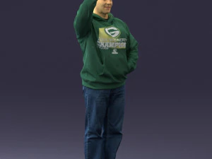 000571 Casual Man Waving Hand Friendly Male Character 3D Model