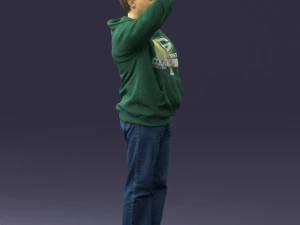 000571 Casual Man Waving Hand Friendly Male Character 3D Model