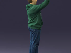 000571 Casual Man Waving Hand Friendly Male Character 3D Model
