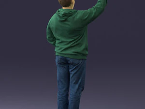 000571 Casual Man Waving Hand Friendly Male Character 3D Model