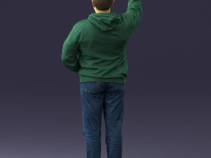 000571 Casual Man Waving Hand Friendly Male Character 3D Model