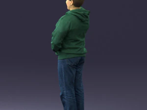 000571 Casual Man Waving Hand Friendly Male Character 3D Model