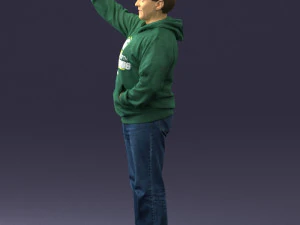 000571 Casual Man Waving Hand Friendly Male Character 3D Model