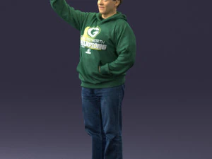 000571 Casual Man Waving Hand Friendly Male Character 3D Model