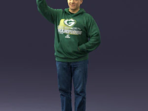 000571 Casual Man Waving Hand Friendly Male Character 3D Model