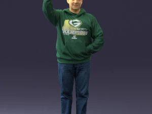 000571 Casual Man Waving Hand Friendly Male Character 3D Model