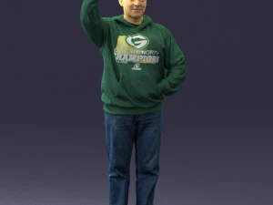 000571 Casual Man Waving Hand Friendly Male Character 3D Model