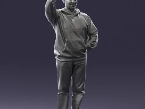 000571 Casual Man Waving Hand Friendly Male Character 3D Model
