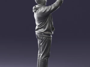 000571 Casual Man Waving Hand Friendly Male Character 3D Model