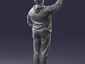 000571 Casual Man Waving Hand Friendly Male Character 3D Model