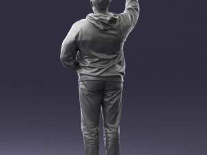 000571 Casual Man Waving Hand Friendly Male Character 3D Model