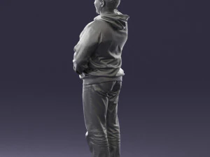 000571 Casual Man Waving Hand Friendly Male Character 3D Model