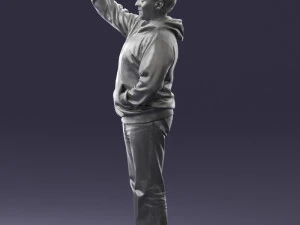 000571 Casual Man Waving Hand Friendly Male Character 3D Model