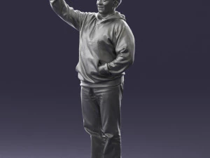 000571 Casual Man Waving Hand Friendly Male Character 3D Model