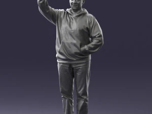 000571 Casual Man Waving Hand Friendly Male Character 3D Model