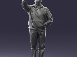 000571 Casual Man Waving Hand Friendly Male Character 3D Model