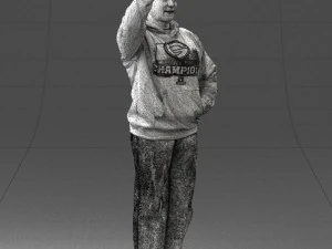 000571 Casual Man Waving Hand Friendly Male Character 3D Model