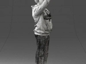 000571 Casual Man Waving Hand Friendly Male Character 3D Model