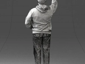 000571 Casual Man Waving Hand Friendly Male Character 3D Model