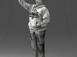 000571 Casual Man Waving Hand Friendly Male Character 3D Model
