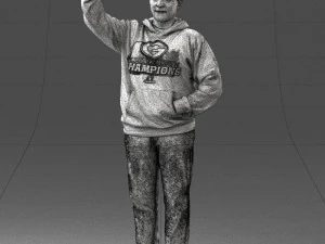 000571 Casual Man Waving Hand Friendly Male Character 3D Model