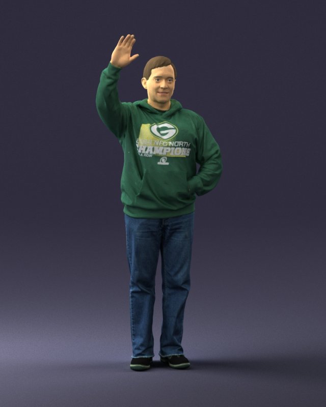 man in green t-shirt 0235 3d print ready Modelo de impresión 3D .c4d .max .obj .3ds .fbx .stl .blend 