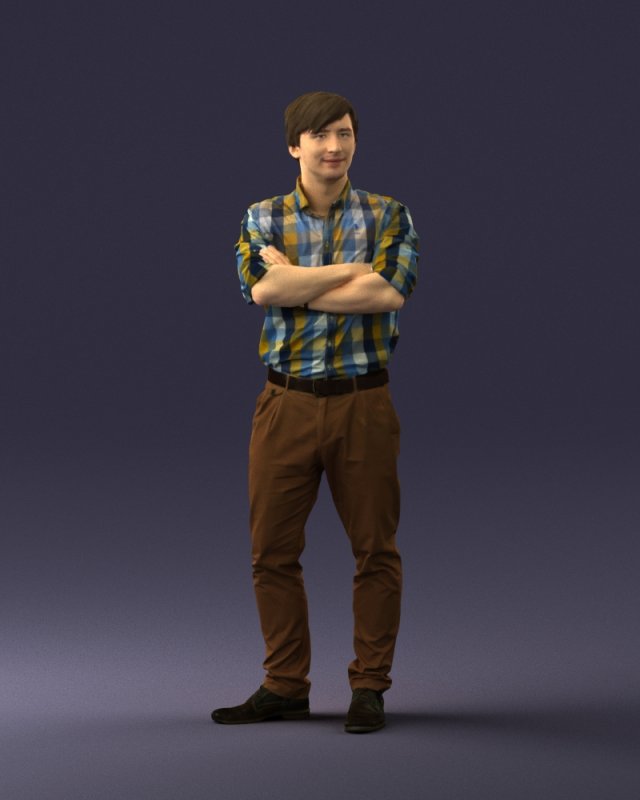 man in brown pants 0237 3D Model .c4d .max .obj .3ds .fbx .stl .blend 