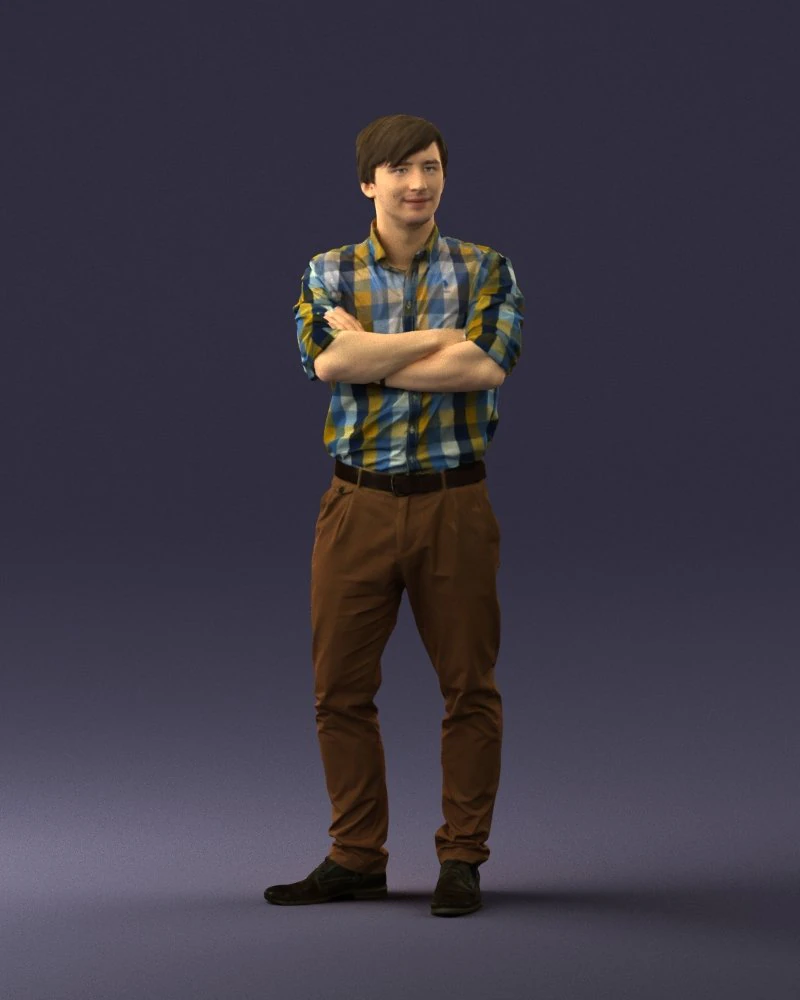 000573 Casual Man Standing Arms Crossed Confident Male Character 3D Model .c4d .max .obj .3ds .fbx .stl .blend