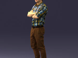 000573 Casual Man Standing Arms Crossed Confident Male Character 3D Model