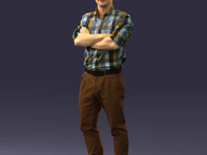 000573 Casual Man Standing Arms Crossed Confident Male Character 3D Model
