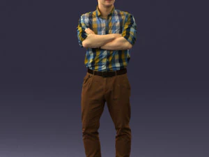 000573 Casual Man Standing Arms Crossed Confident Male Character 3D Model