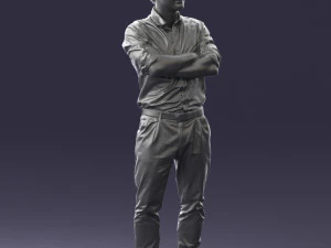 000573 Casual Man Standing Arms Crossed Confident Male Character 3D Model