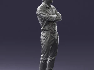000573 Casual Man Standing Arms Crossed Confident Male Character 3D Model