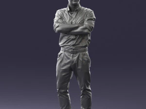 000573 Casual Man Standing Arms Crossed Confident Male Character 3D Model