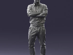 000573 Casual Man Standing Arms Crossed Confident Male Character 3D Model
