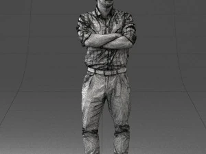 000573 Casual Man Standing Arms Crossed Confident Male Character 3D Model