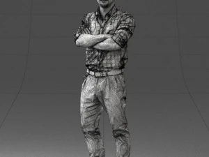 000573 Casual Man Standing Arms Crossed Confident Male Character 3D Model