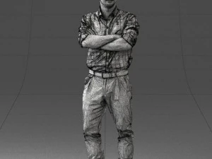 000573 Casual Man Standing Arms Crossed Confident Male Character 3D Model