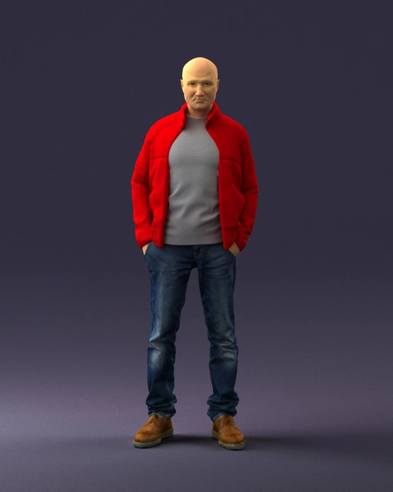 man in red t-shirt 0244 3D Model .c4d .max .obj .3ds .fbx .stl .blend 