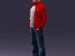 man in red t-shirt 0244 3D Model