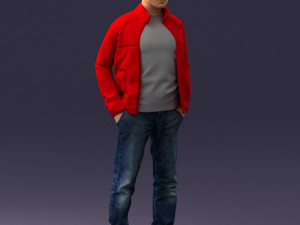 man in red t-shirt 0244 3d print ready 3Dプリントモデル