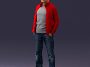 man in red t-shirt 0244 3d print ready 3Dプリントモデル