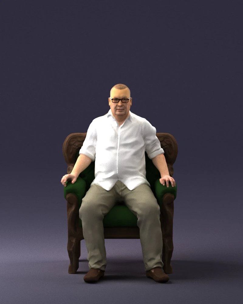 old man sitting 0269 3D Model .c4d .max .obj .3ds .fbx .stl .blend 