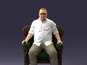 old man sitting 0269 3D Model