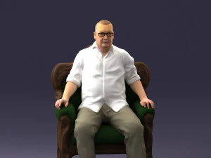 old man sitting 0269 3D Model