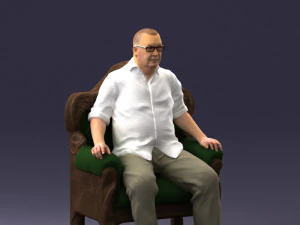 old man sitting 0269 3D Model