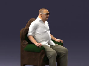 old man sitting 0269 3D Model